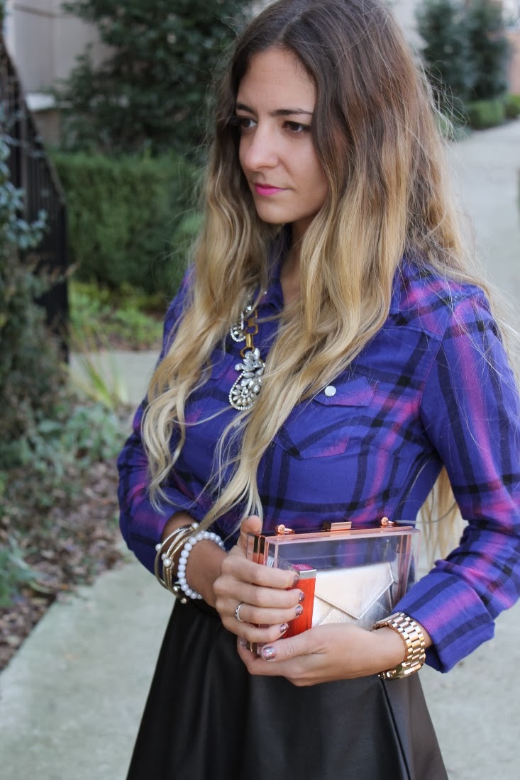 Plaid shirt with skater skirt cheap